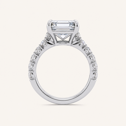 5.04CT Emerald Cut Certified Lab Grown Diamond Hidden Halo Bridal Set