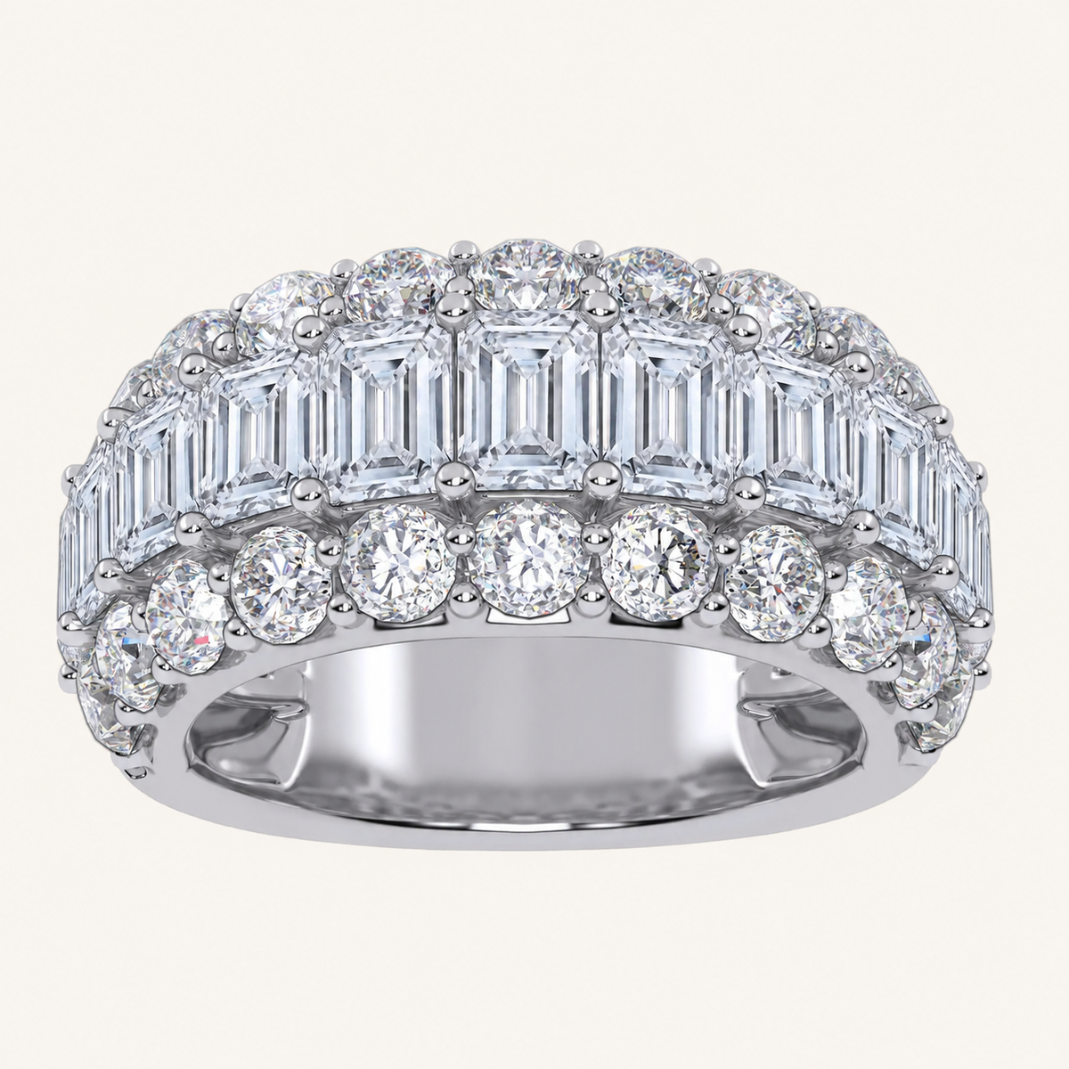 5CT Emerald Cut Certified Lab Grown Diamond Men's Cluster Ring