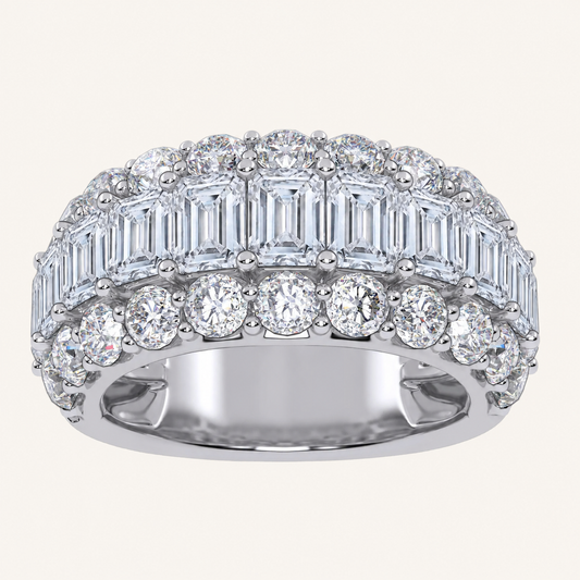 5CT Emerald Cut Certified Lab Grown Diamond Men's Cluster Ring