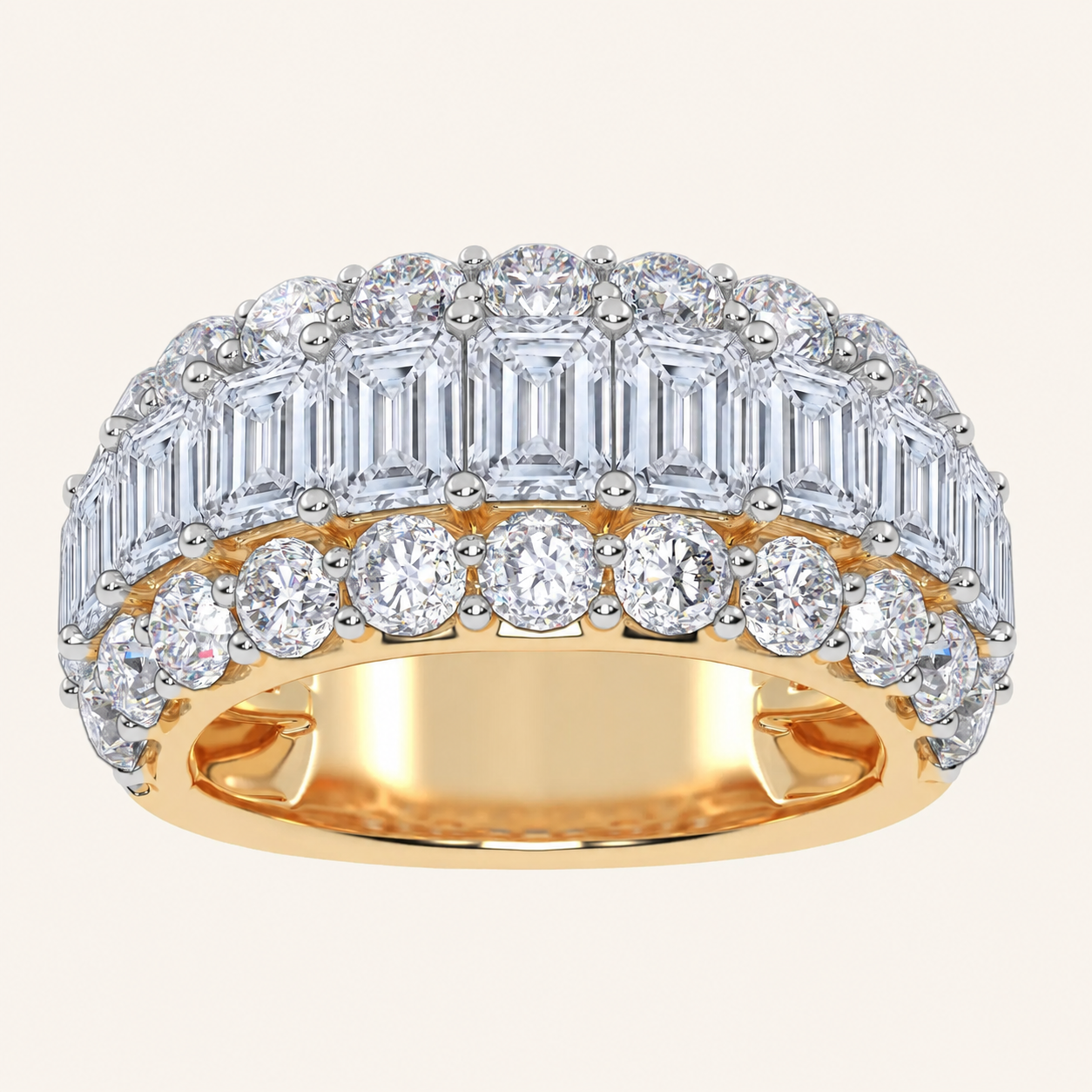 5CT Emerald Cut Certified Lab Grown Diamond Men's Cluster Ring