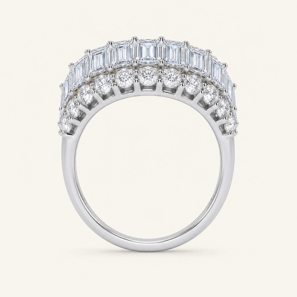 5CT Emerald Cut Certified Lab Grown Diamond Men's Cluster Ring