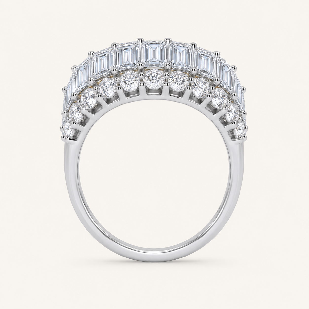 5CT Emerald Cut Certified Lab Grown Diamond Men's Cluster Ring