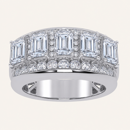 5CT Emerald Cut Certified Lab Grown Diamond Men's Ring