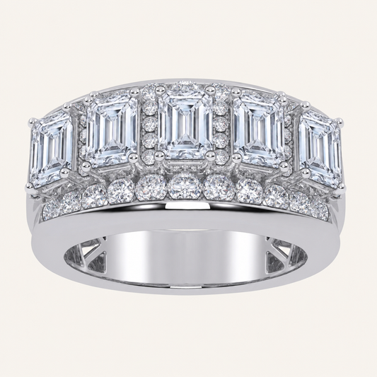 5CT Emerald Cut Certified Lab Grown Diamond Men's Ring