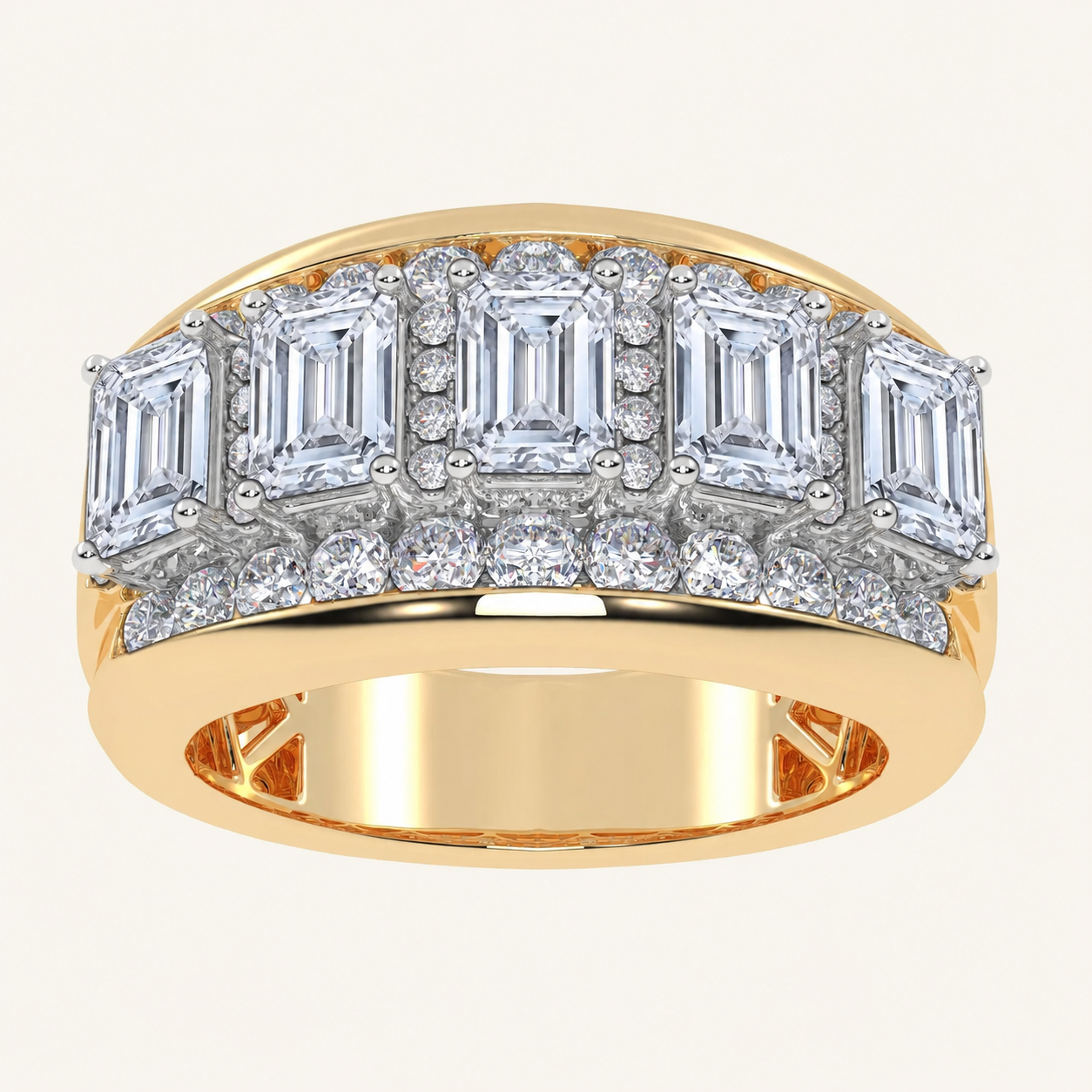 5CT Emerald Cut Certified Lab Grown Diamond Men's Ring