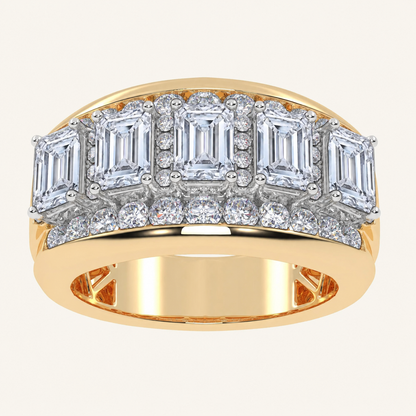 5CT Emerald Cut Certified Lab Grown Diamond Men's Ring
