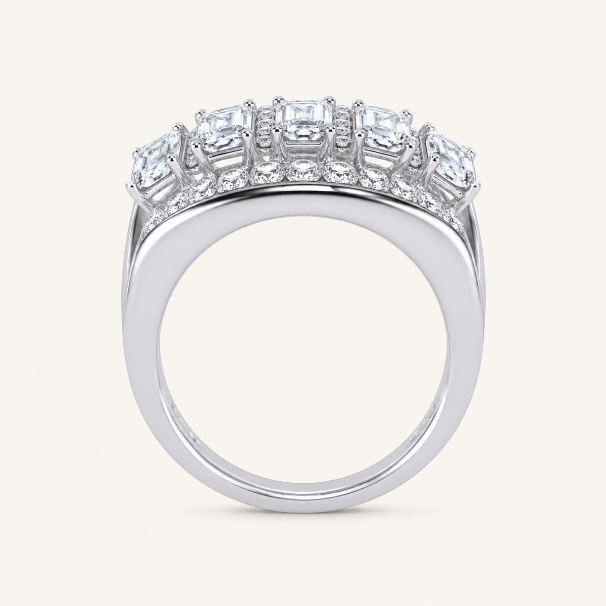 5CT Emerald Cut Certified Lab Grown Diamond Men's Ring