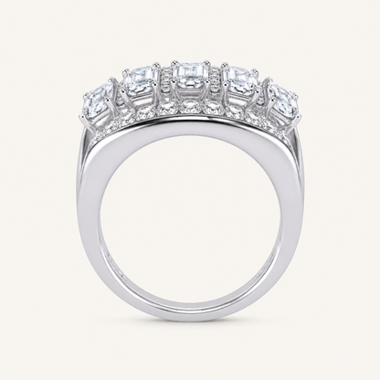 5CT Emerald Cut Certified Lab Grown Diamond Men's Ring