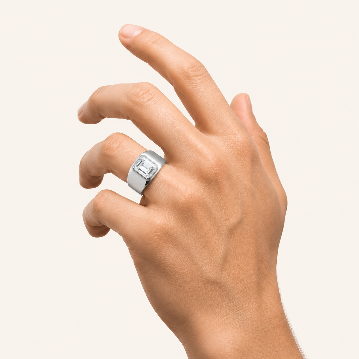 3CT Emerald Cut Lab Grown Diamond Men's Ring