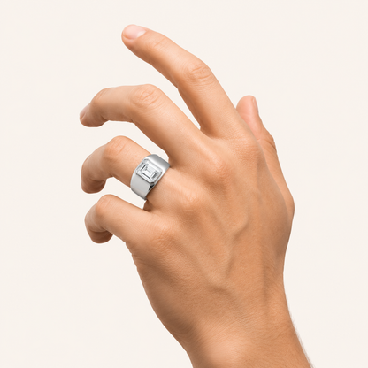 3CT Emerald Cut Lab Grown Diamond Men's Ring