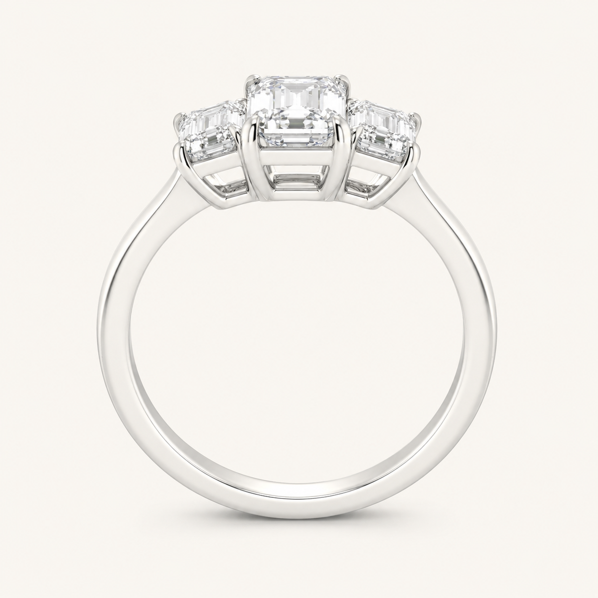 2CT Emerald Cut Lab Grown Diamond Three Stone Ring