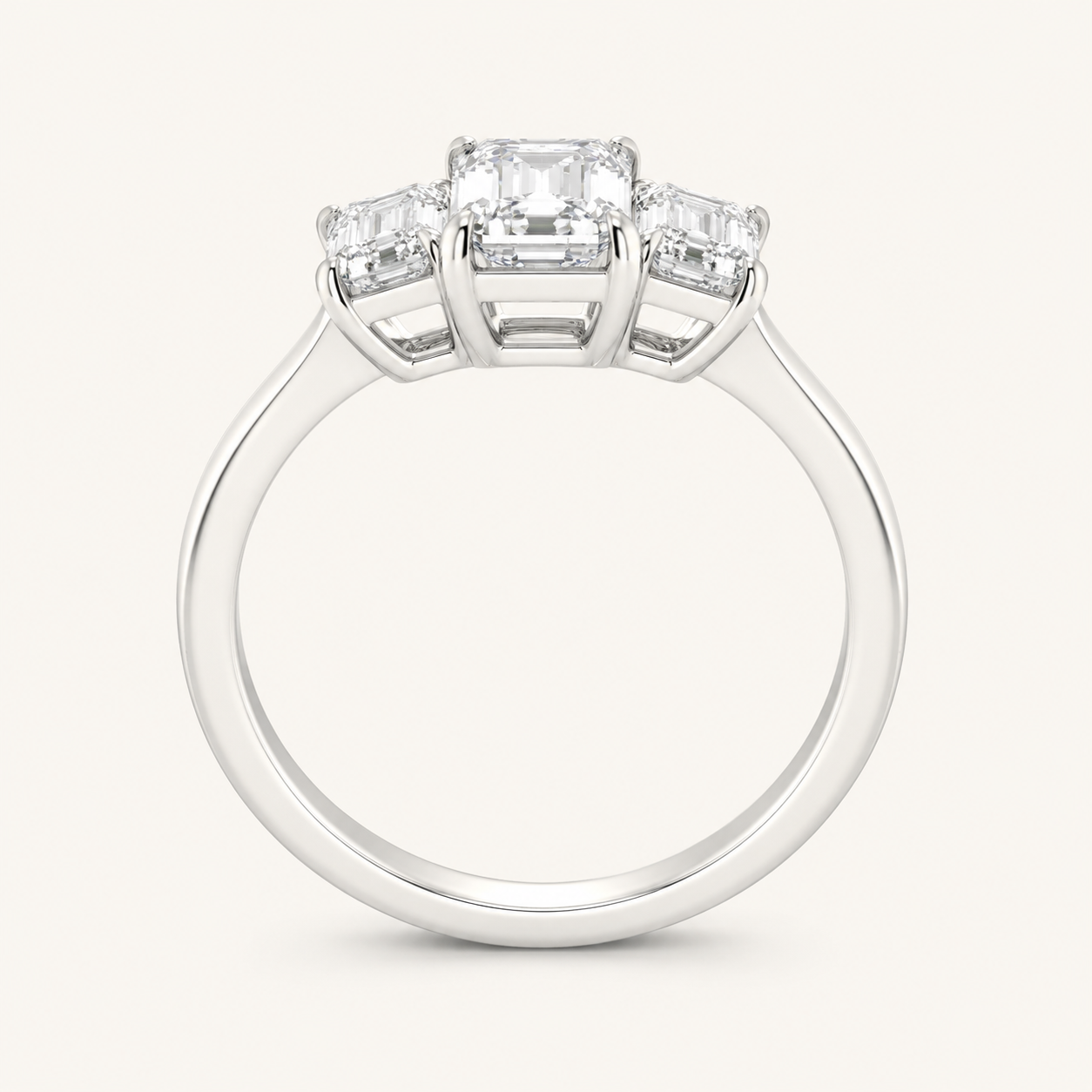 2CT Emerald Cut Lab Grown Diamond Three Stone Ring