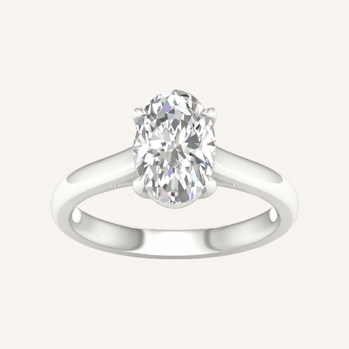 2CT Oval Cut Lab Grown Diamond Solitaire Ring