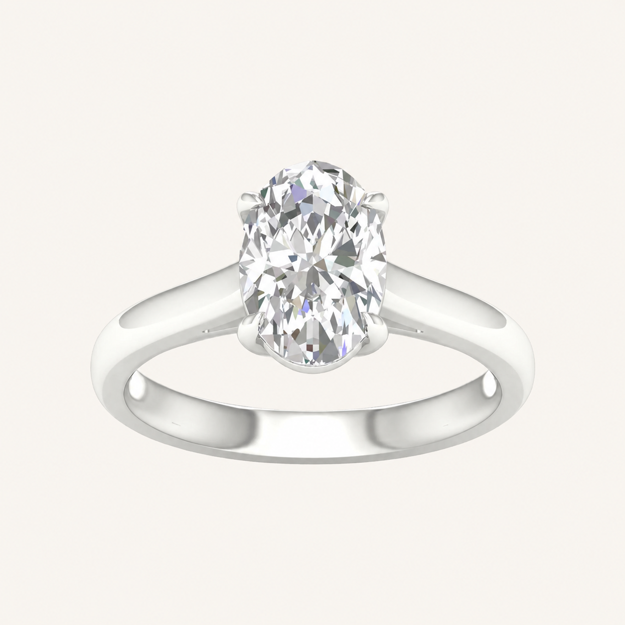 2CT Oval Cut Lab Grown Diamond Solitaire Ring