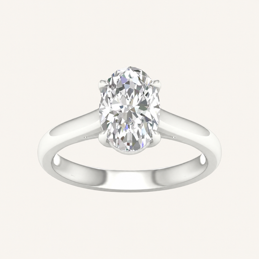 2CT Oval Cut Lab Grown Diamond Solitaire Ring