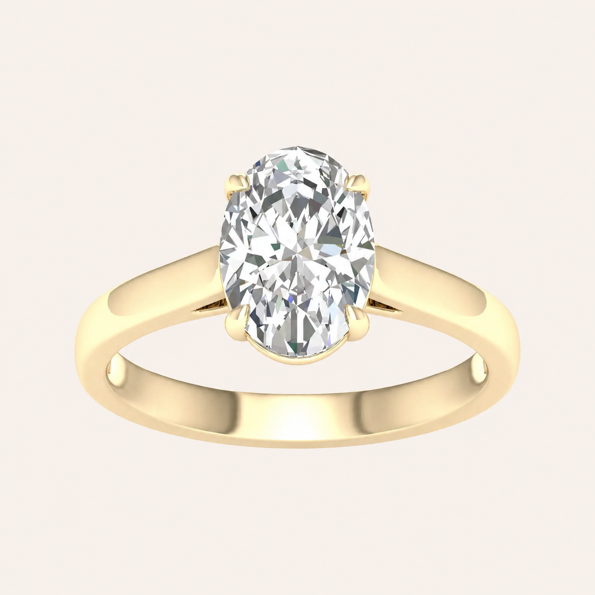 2CT Oval Cut Lab Grown Diamond Solitaire Ring