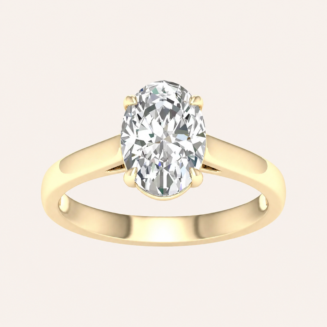 2CT Oval Cut Lab Grown Diamond Solitaire Ring
