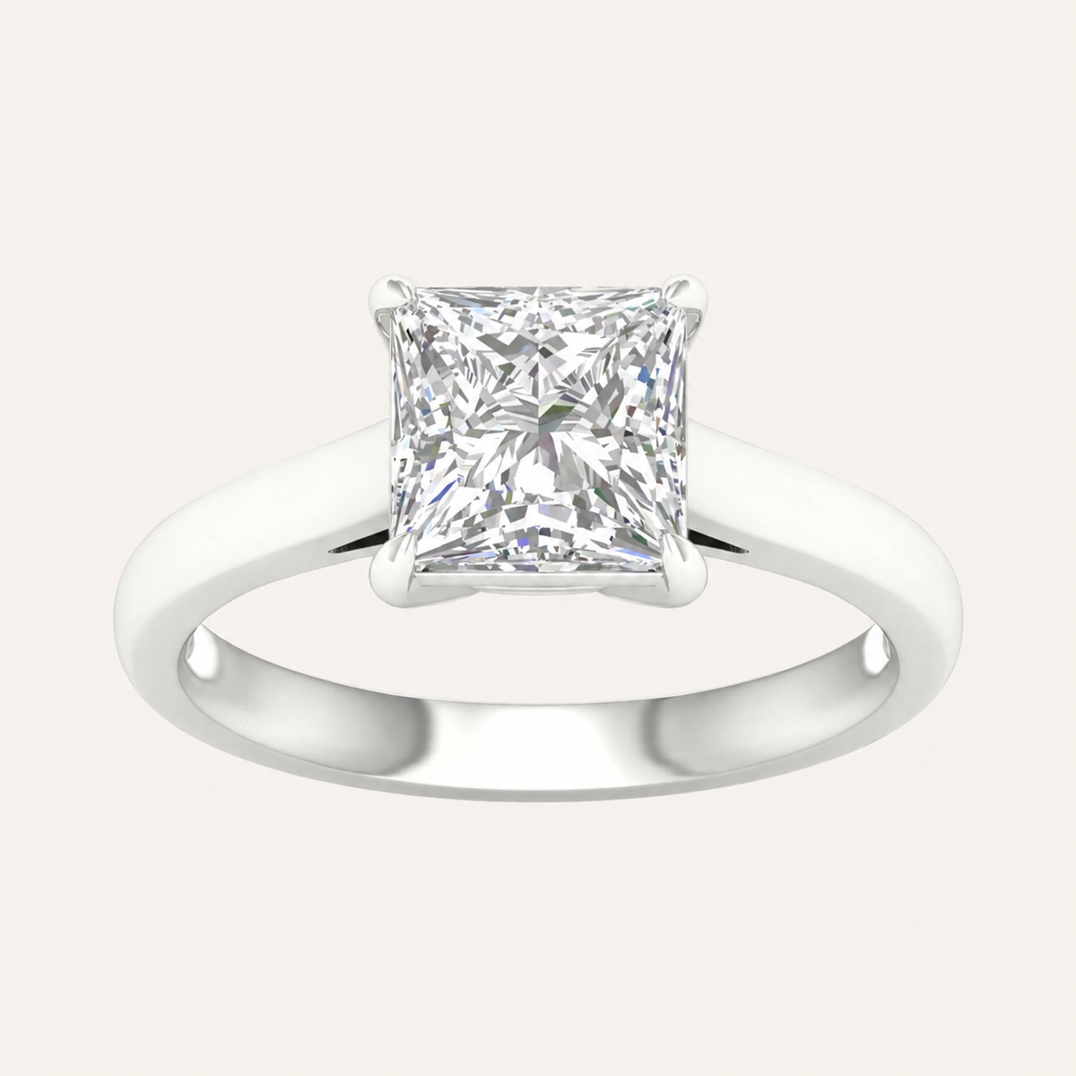 2CT Princess Cut Lab Grown Diamond Solitaire Ring