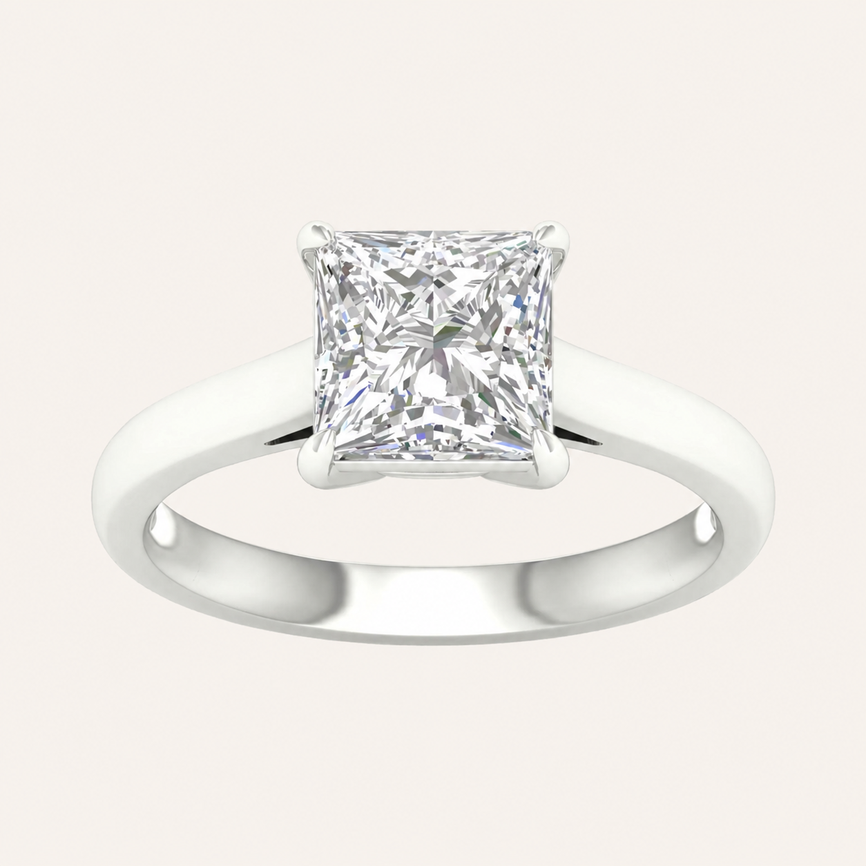 2CT Princess Cut Lab Grown Diamond Solitaire Ring