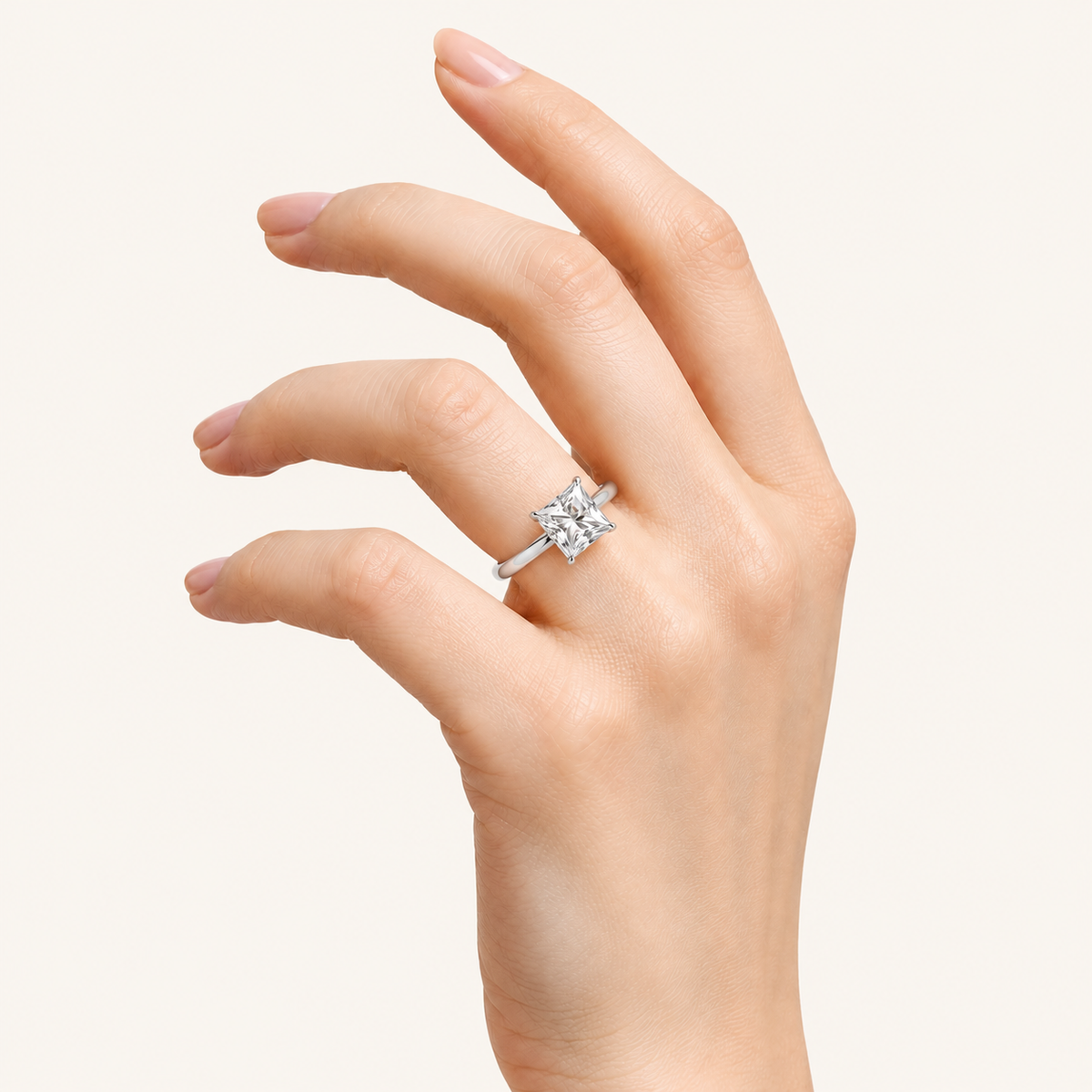 2CT Princess Cut Lab Grown Diamond Solitaire Ring