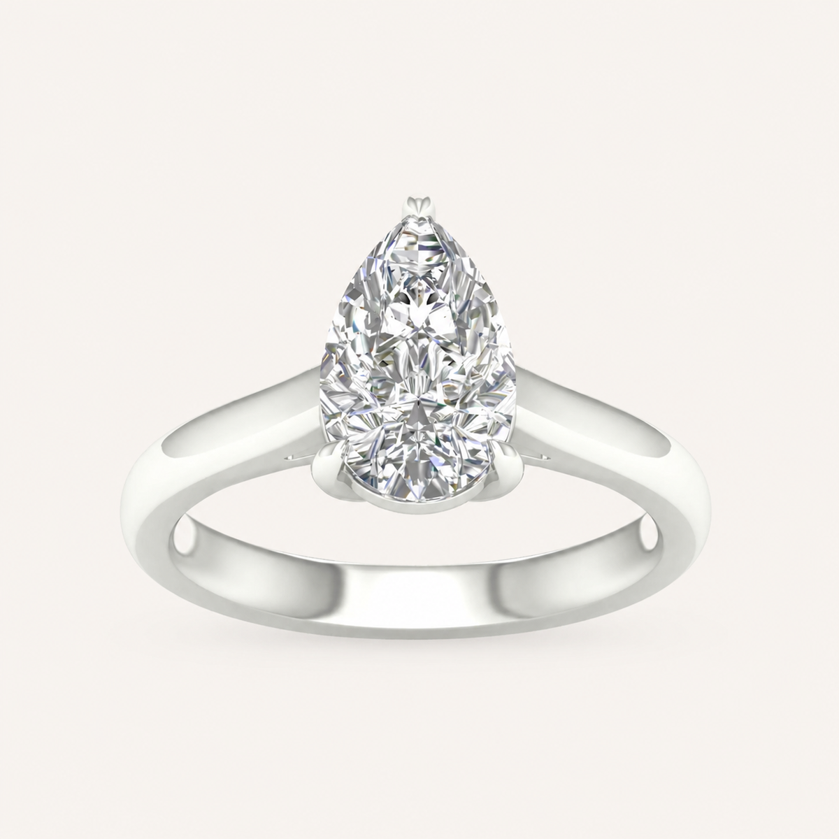 2CT Pear Cut Lab Grown Diamond Solitaire Ring