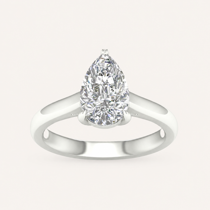 2CT Pear Cut Lab Grown Diamond Solitaire Ring