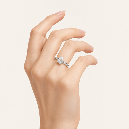 2CT Pear Cut Lab Grown Diamond Solitaire Ring