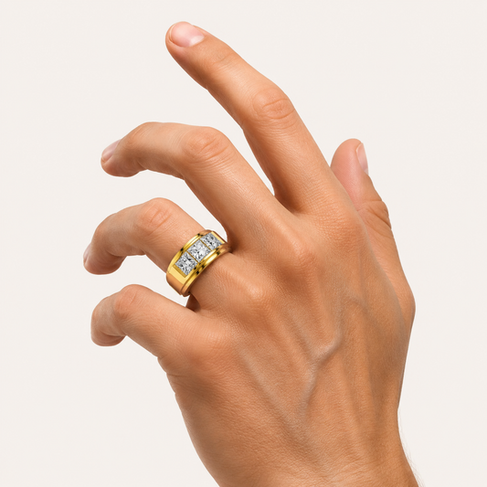 3.00 CT Princess Cut Lab Grown Diamond Mens Ring