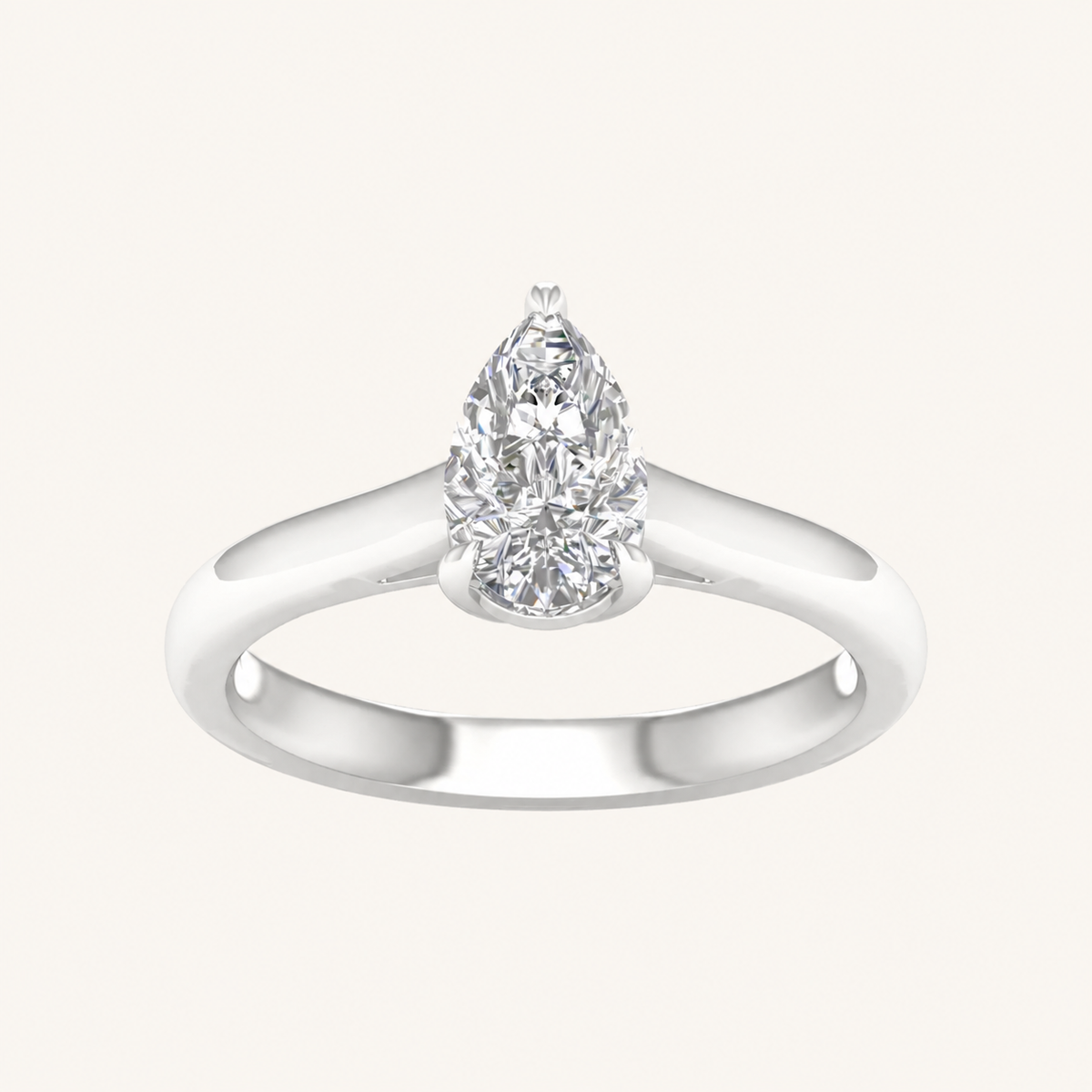 1.00CT Pear Cut Lab Grown Diamond Solitaire Engagement Ring