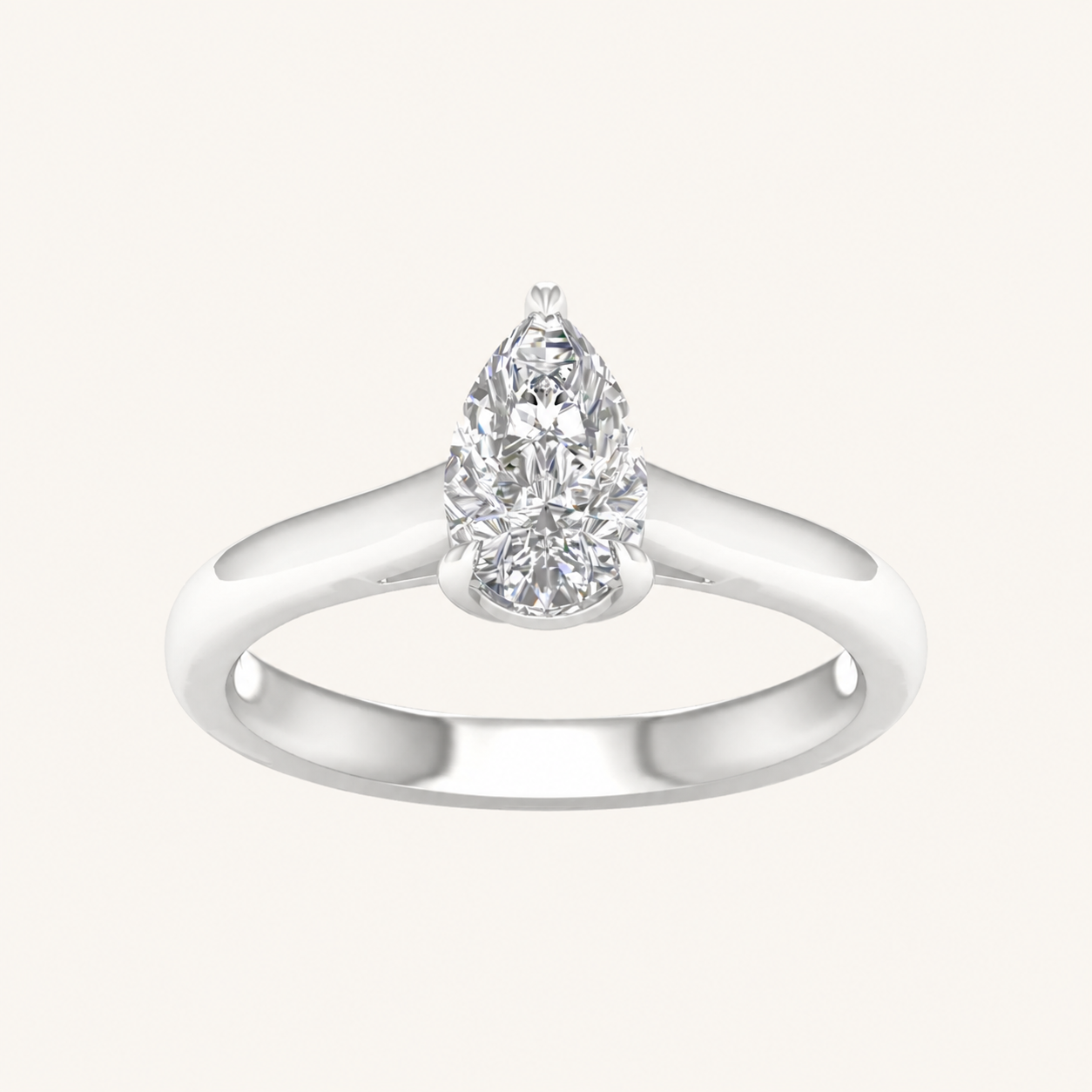 1.00CT Pear Cut Lab Grown Diamond Solitaire Engagement Ring