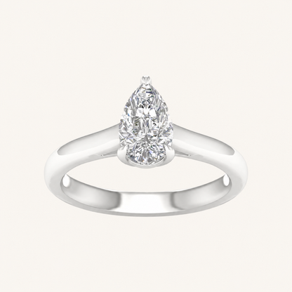 1.00CT Pear Cut Lab Grown Diamond Solitaire Engagement Ring