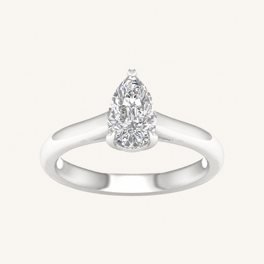 1.00CT Pear Cut Lab Grown Diamond Solitaire Engagement Ring