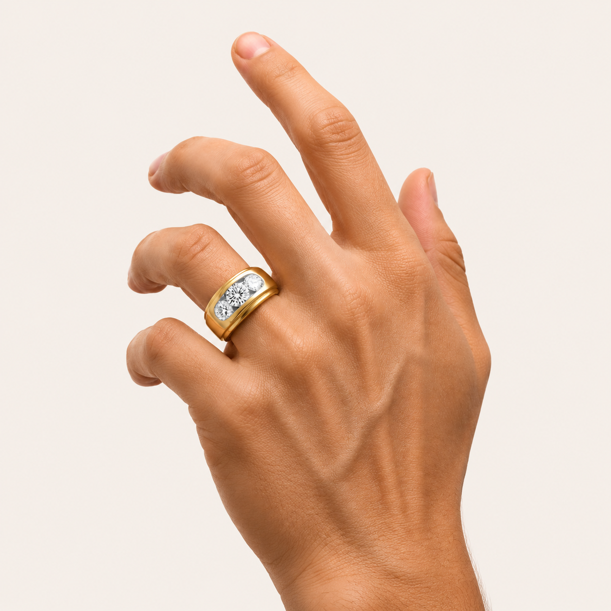 3CT Round Cut Lab Grown Diamond Men's Ring