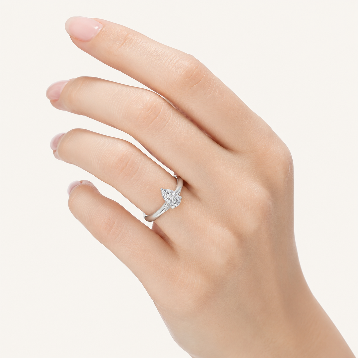 1.00CT Pear Cut Lab Grown Diamond Solitaire Engagement Ring