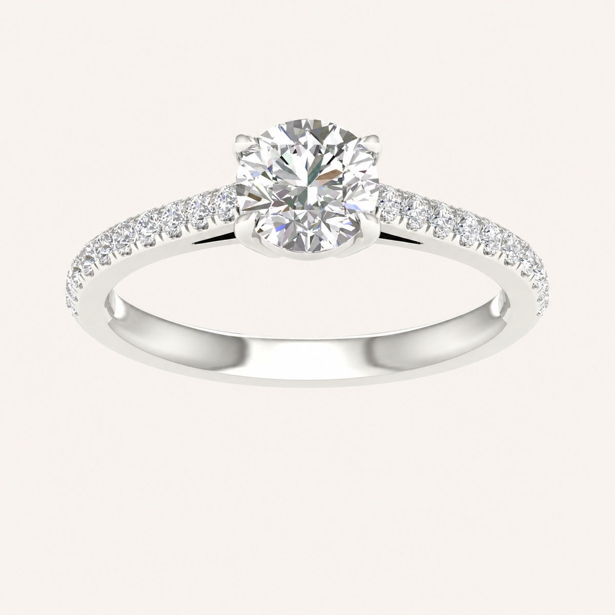 1.25CT Round Cut Lab Grown Diamond Side Stone Ring