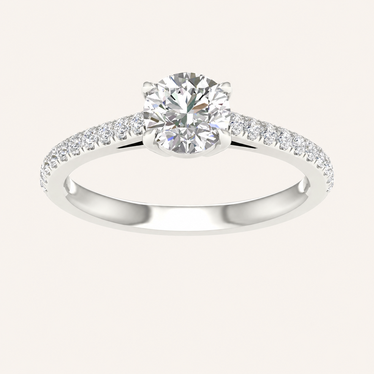 1.25CT Round Cut Lab Grown Diamond Side Stone Ring