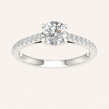 1.25CT Round Cut Lab Grown Diamond Side Stone Ring