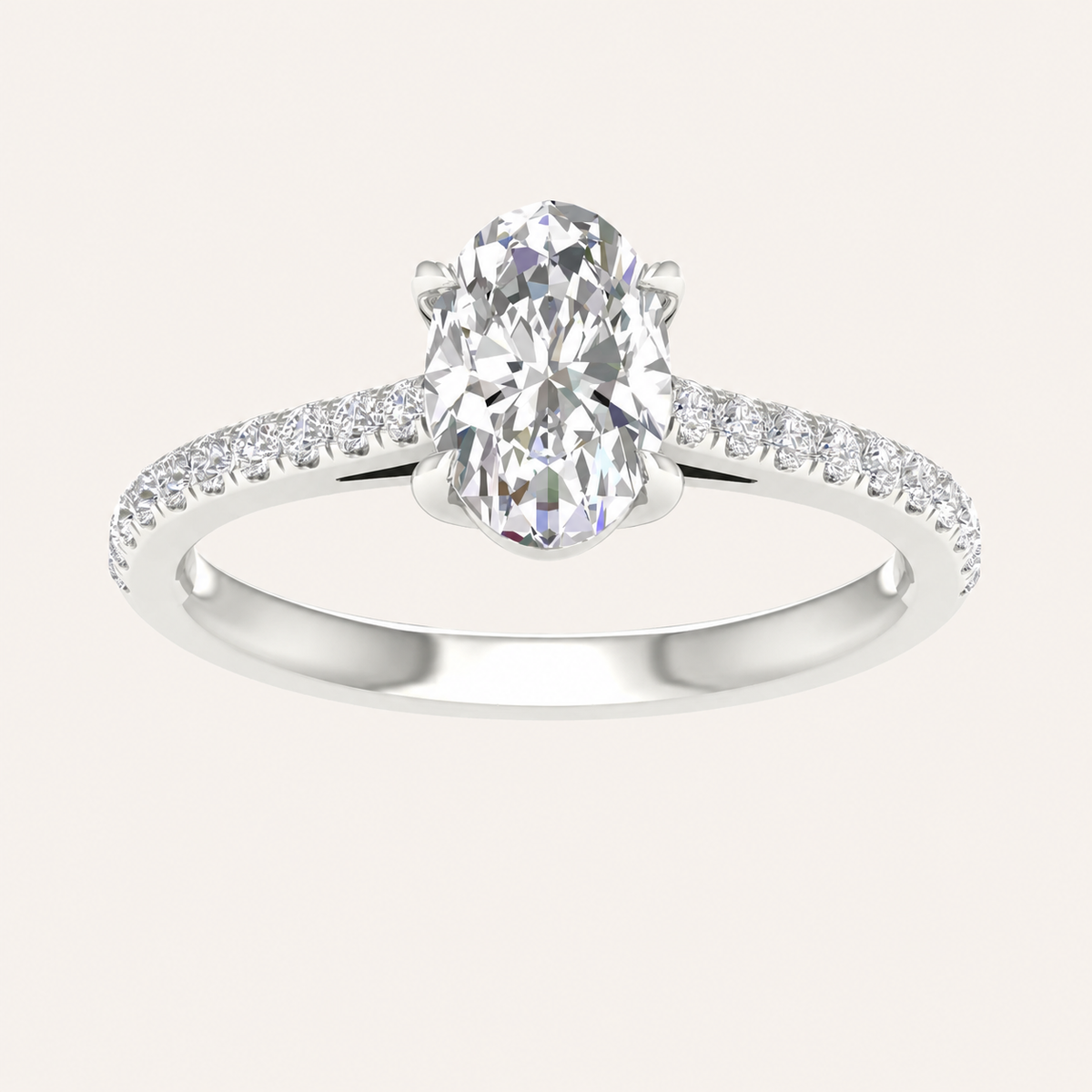 1.25CT Oval Cut Lab Grown Diamond Side Stone Ring