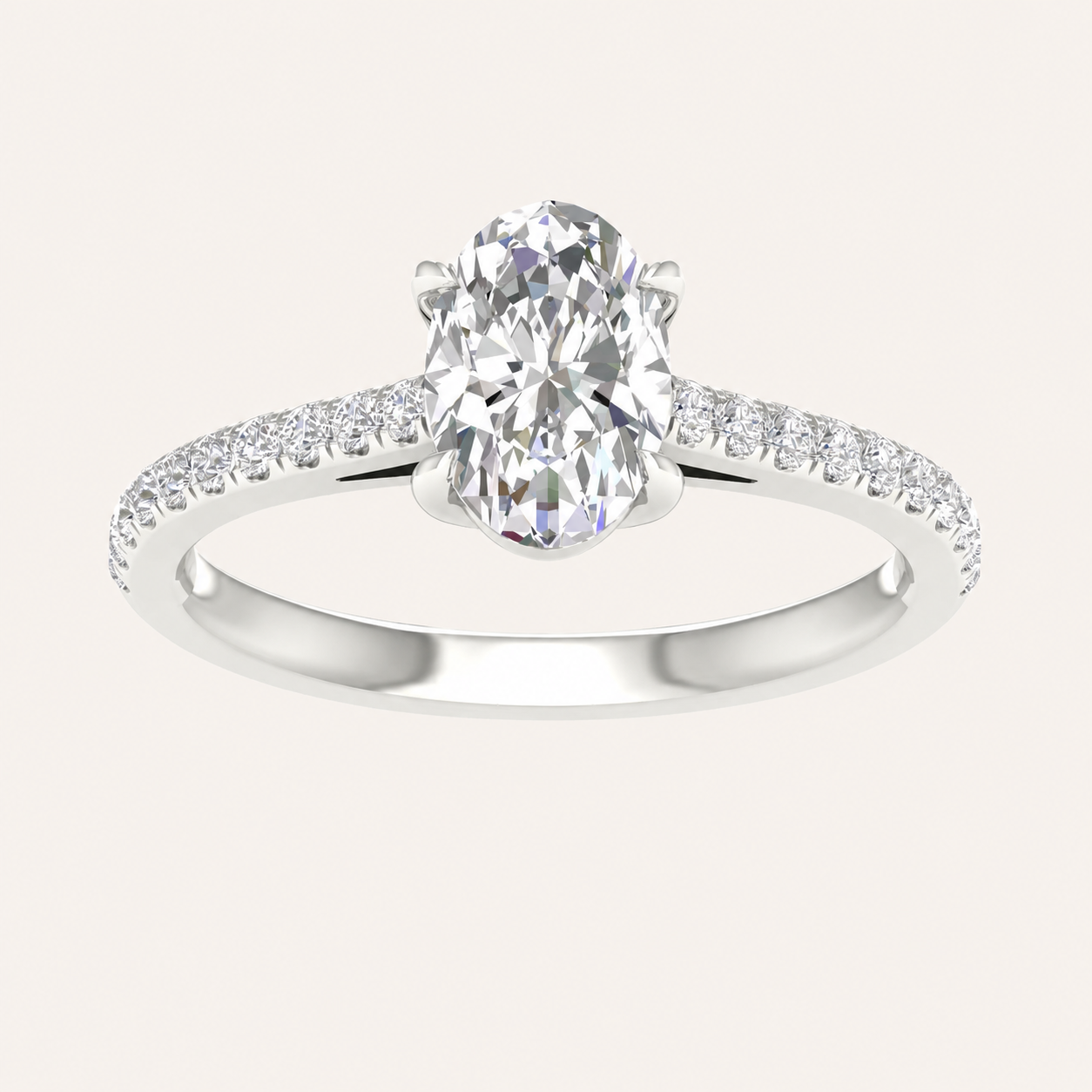 1.25CT Oval Cut Lab Grown Diamond Side Stone Ring