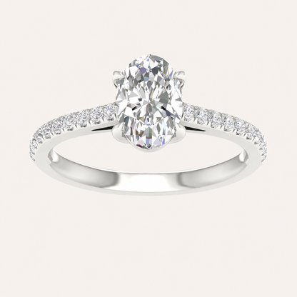 1.25CT Oval Cut Lab Grown Diamond Side Stone Ring