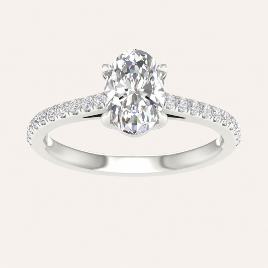 1.25CT Oval Cut Lab Grown Diamond Side Stone Ring