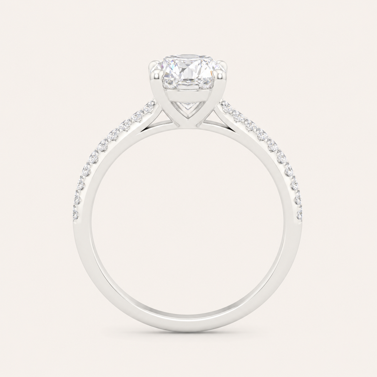 1.25CT Oval Cut Lab Grown Diamond Side Stone Ring
