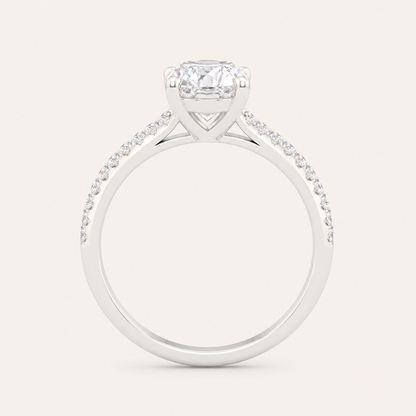 1.25CT Oval Cut Lab Grown Diamond Side Stone Ring