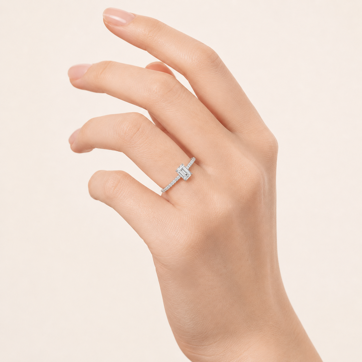 1.25CT Emerald Cut Lab Grown Diamond Solitaire Ring