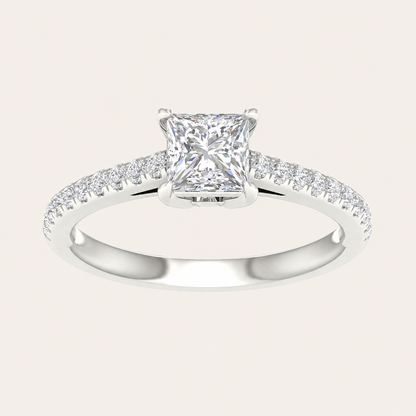 1.25CT Princess Cut Lab Grown Diamond Side Stone Ring