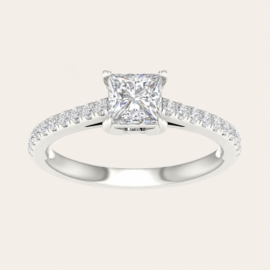 1.25CT Princess Cut Lab Grown Diamond Side Stone Ring
