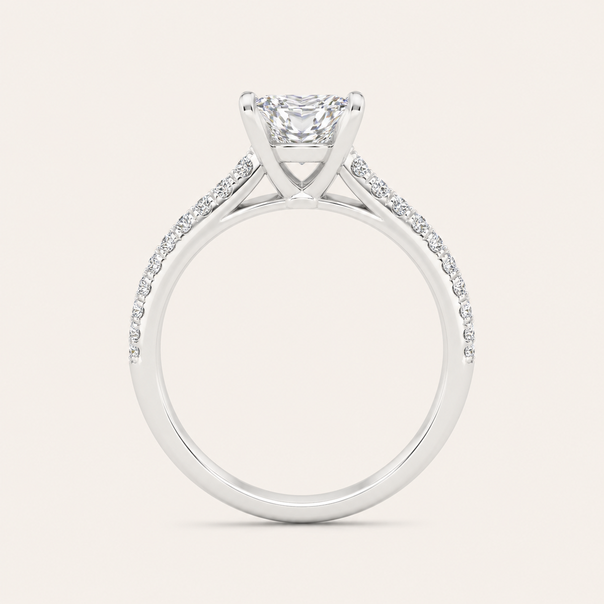 1.25CT Princess Cut Lab Grown Diamond Side Stone Ring