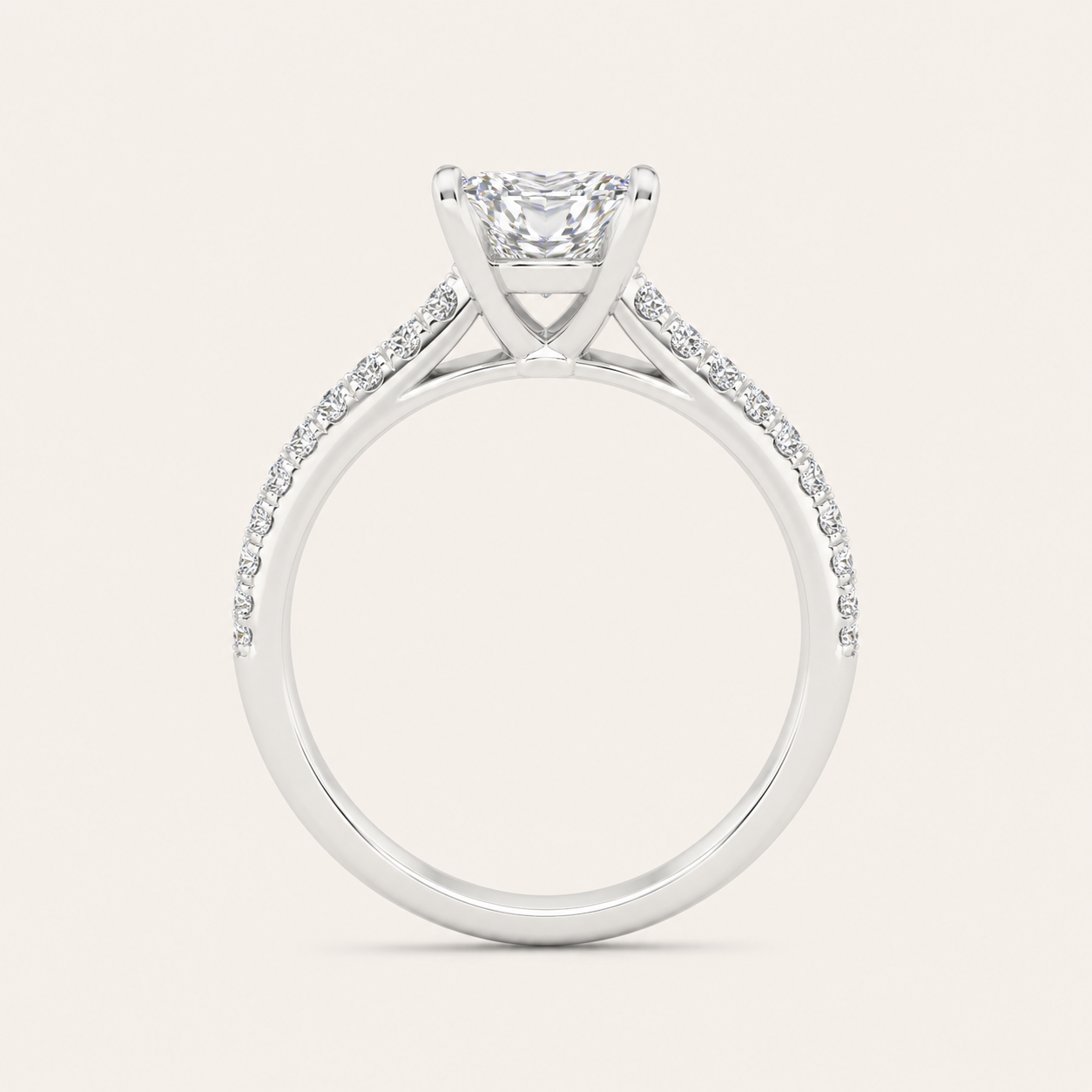1.25CT Princess Cut Lab Grown Diamond Side Stone Ring