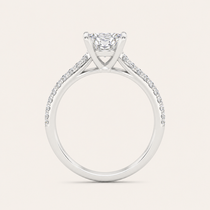 1.25CT Princess Cut Lab Grown Diamond Side Stone Ring
