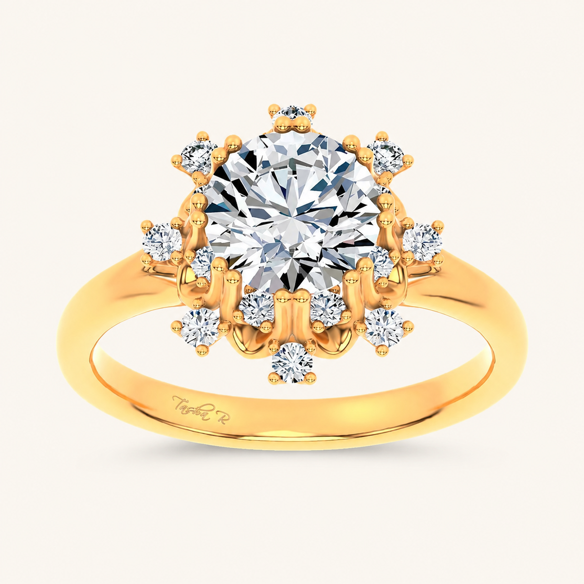 1.74CT Round Cut Lab Diamond Floral Halo Ring